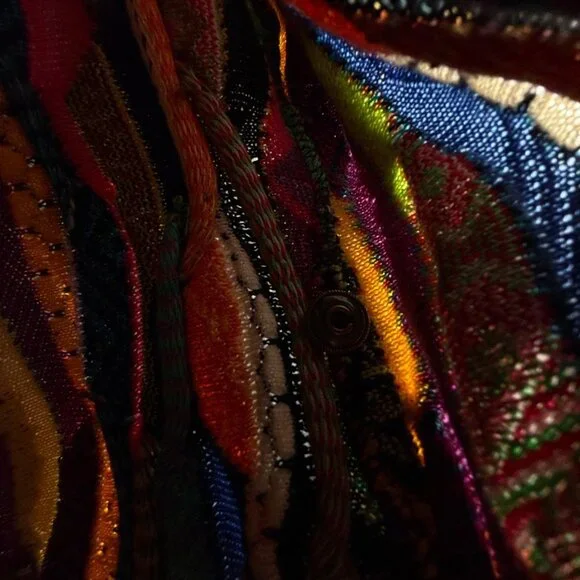 COOGI Australia Women Cardigan Sweater Colorful Knit 3D Large Cotton Pockets